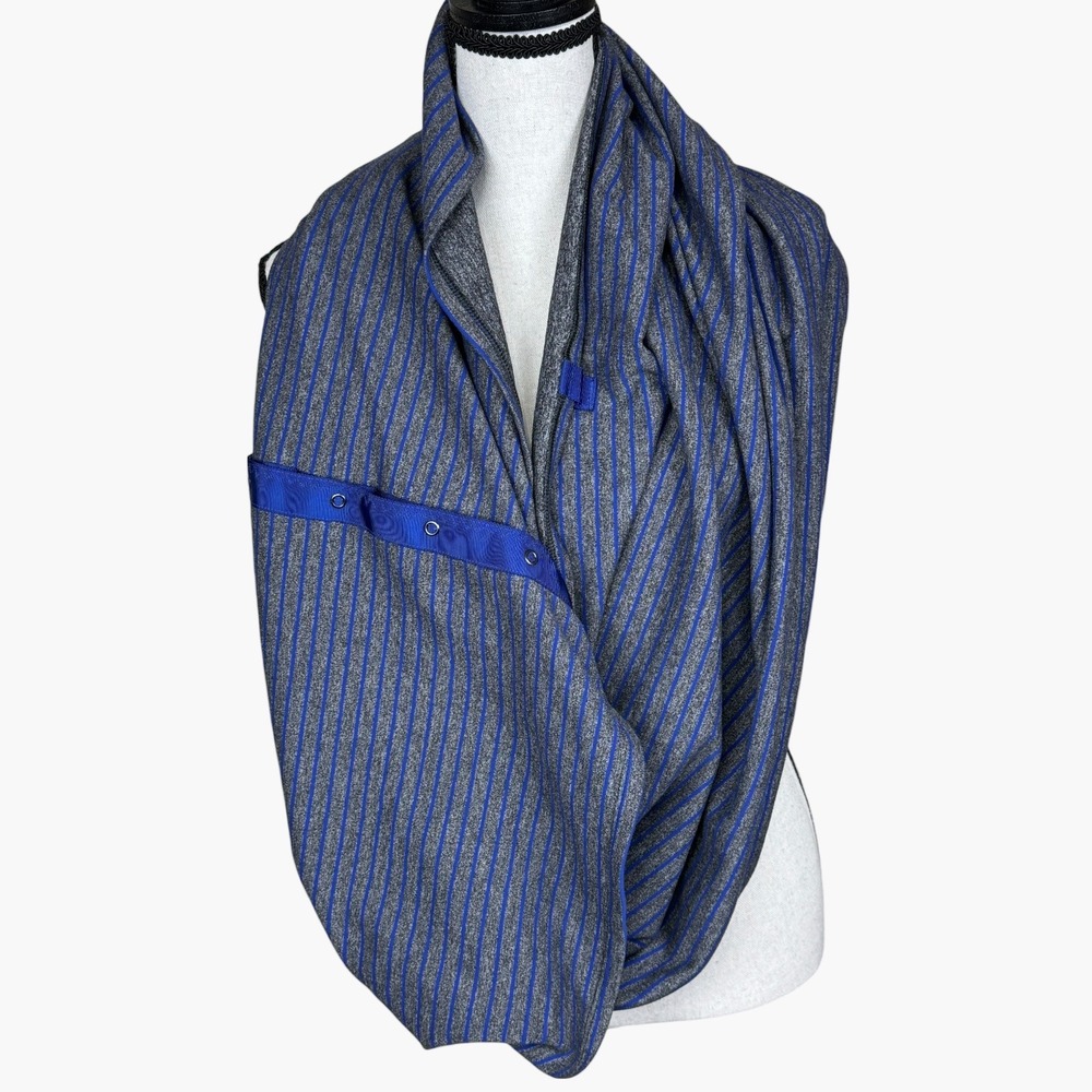 Lululemon Vinyasa Infinity Wrap Scarf Blue Stripe Heathered Gray Rulu Fabric